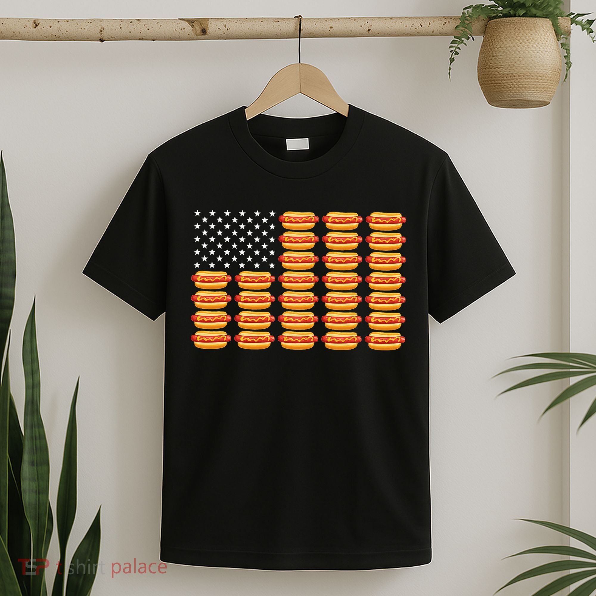 Hot Dog American Flag July 4th Patriotic Summer Bbq Funny T-Shirt