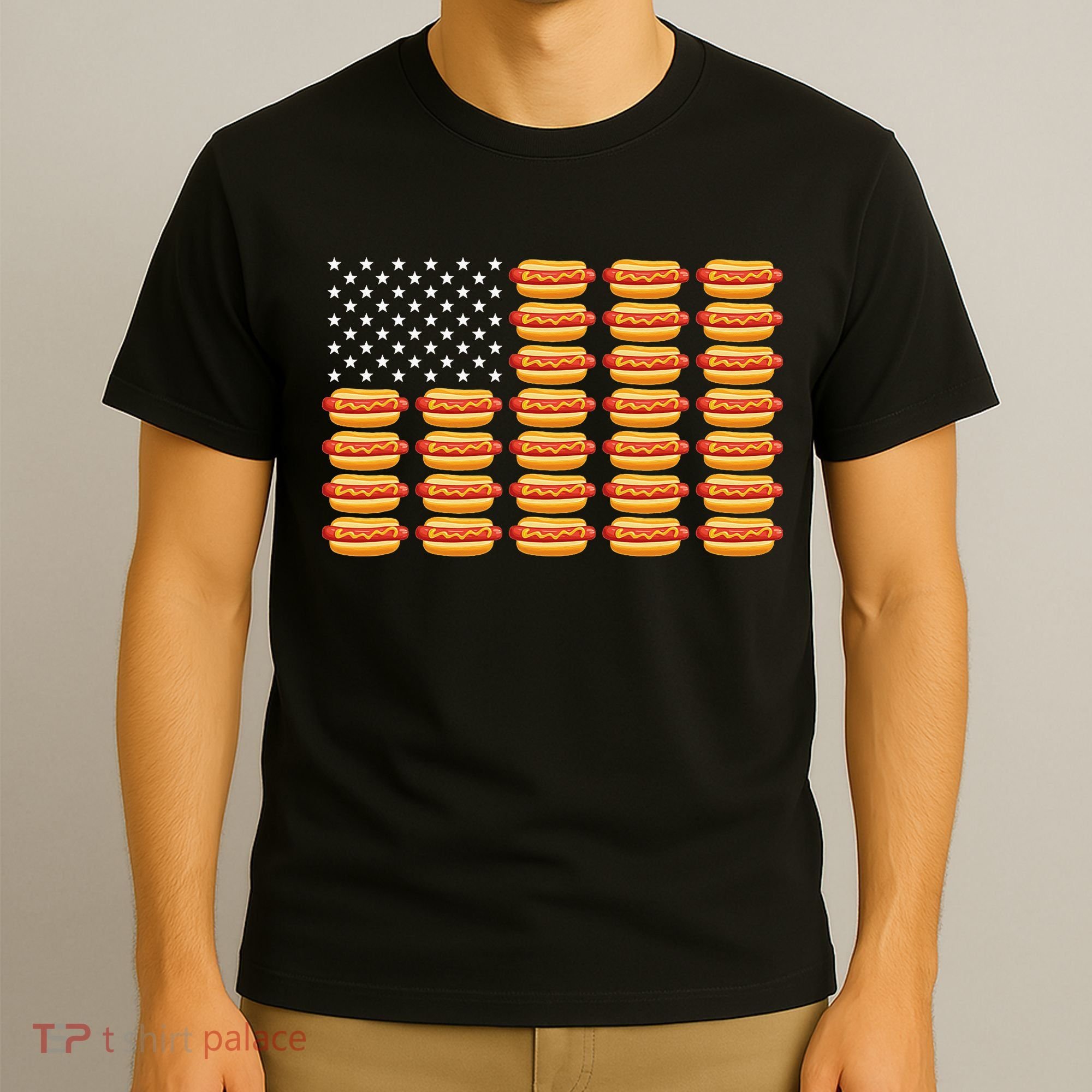 Hot Dog American Flag July 4th Patriotic Summer Bbq Funny T-Shirt