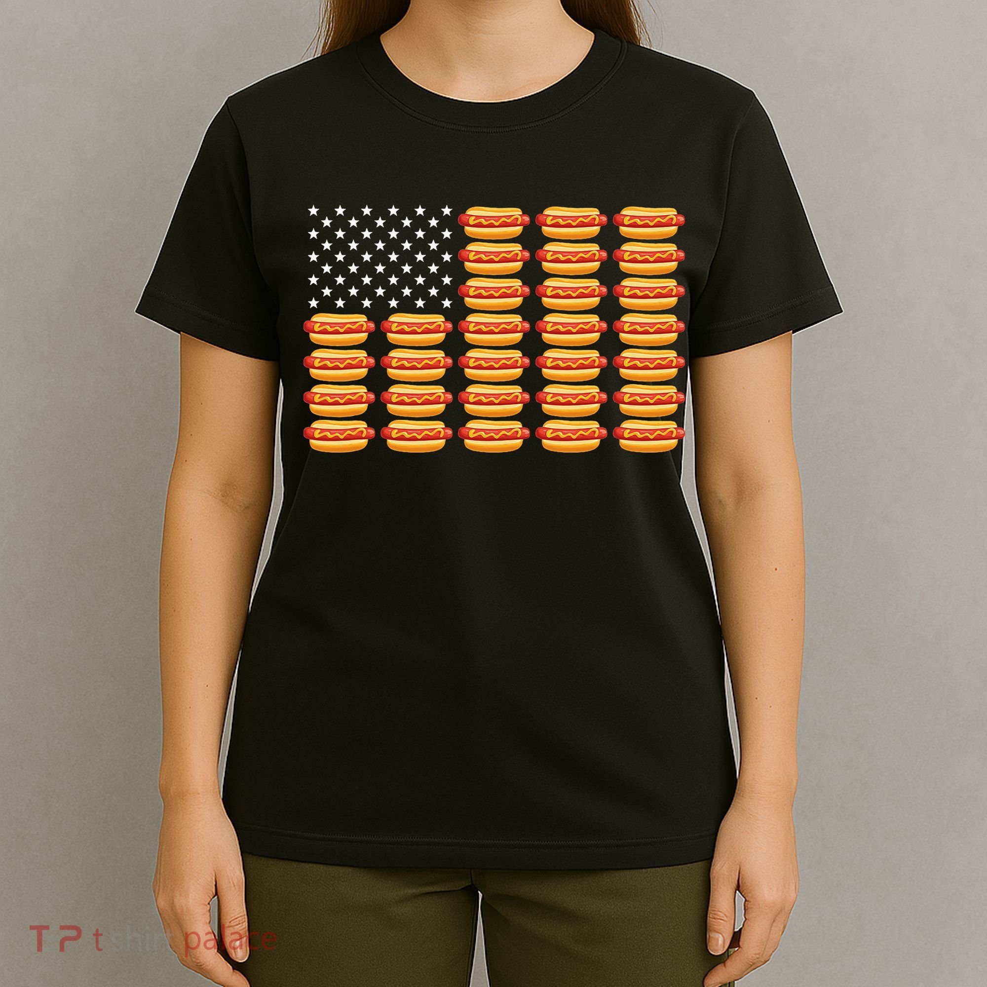 Hot Dog American Flag July 4th Patriotic Summer Bbq Funny T-Shirt