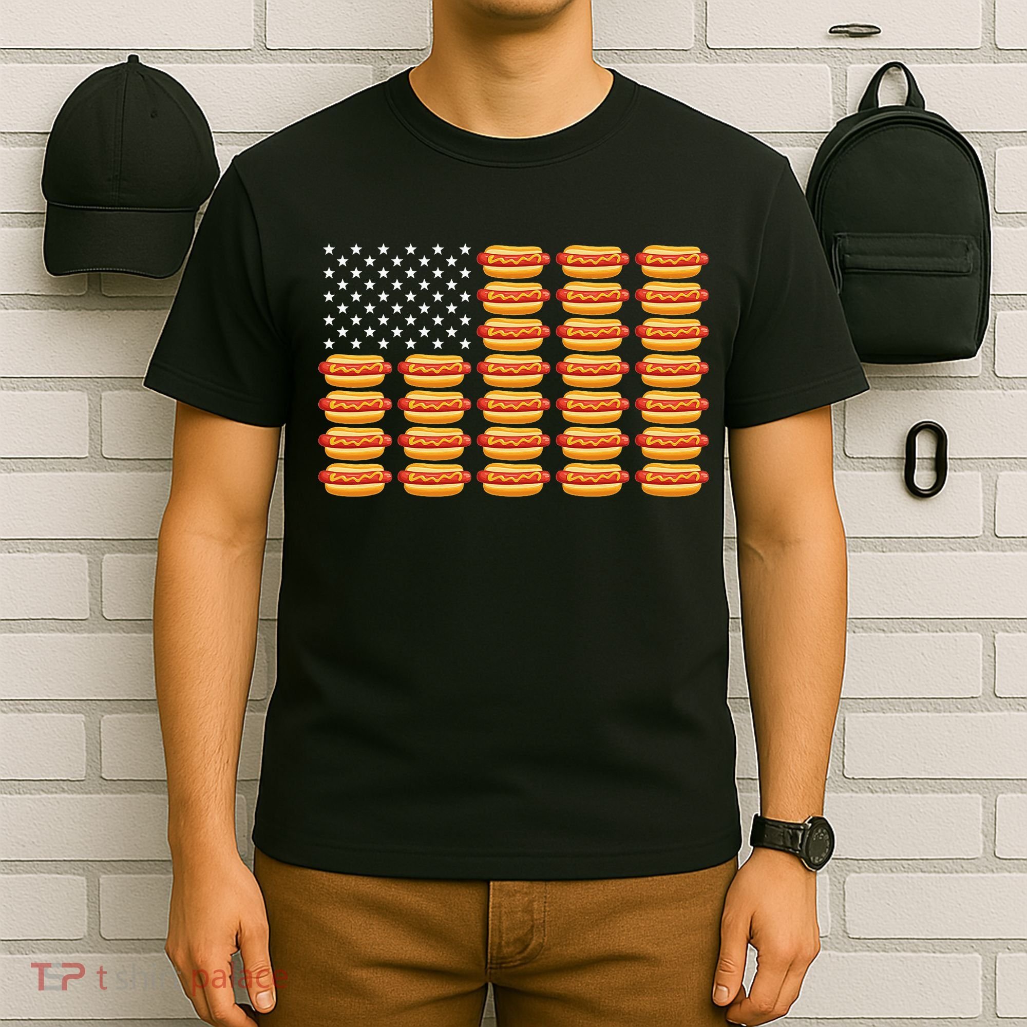 Hot Dog American Flag July 4th Patriotic Summer Bbq Funny T-Shirt