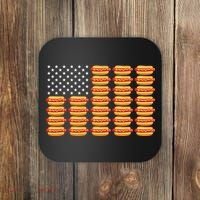 Hot Dog American Flag July 4th Patriotic Summer Bbq Funny Coaster thumb 0