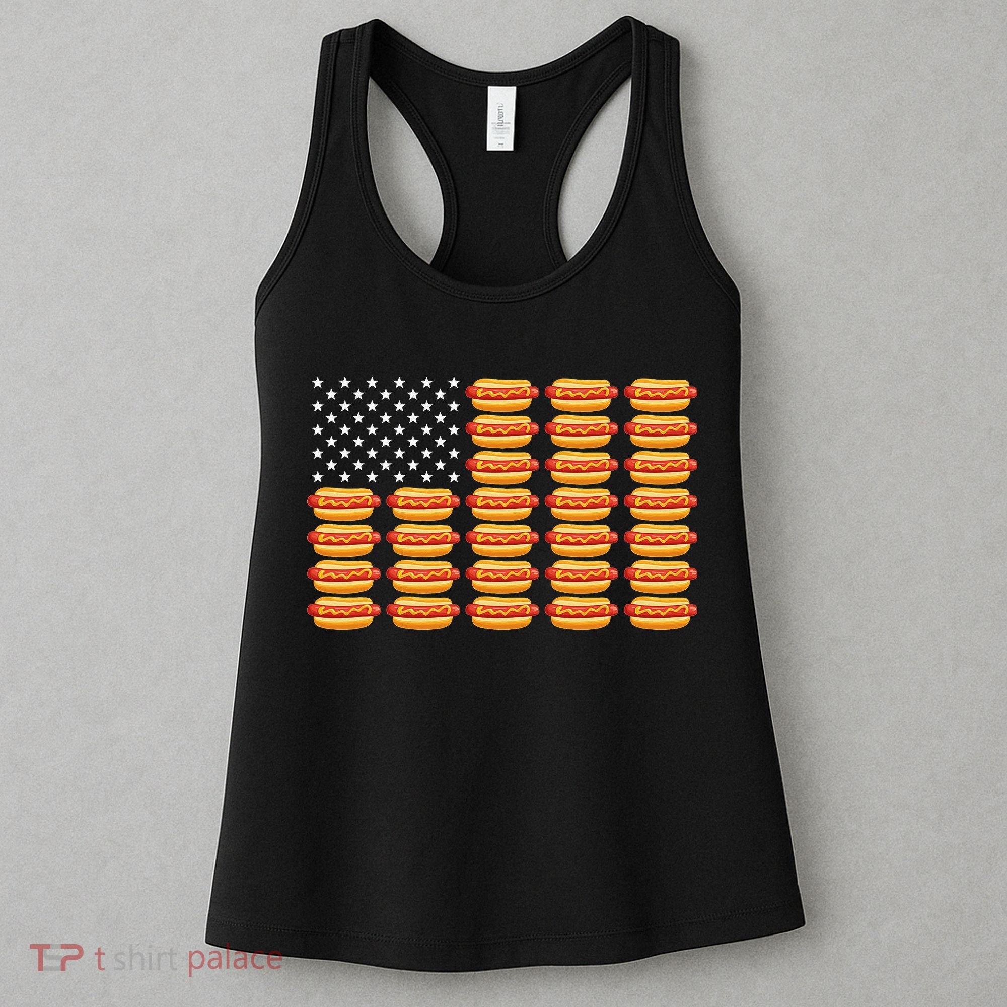 Hot Dog American Flag July 4th Patriotic Summer Bbq Funny Women's Tank Top