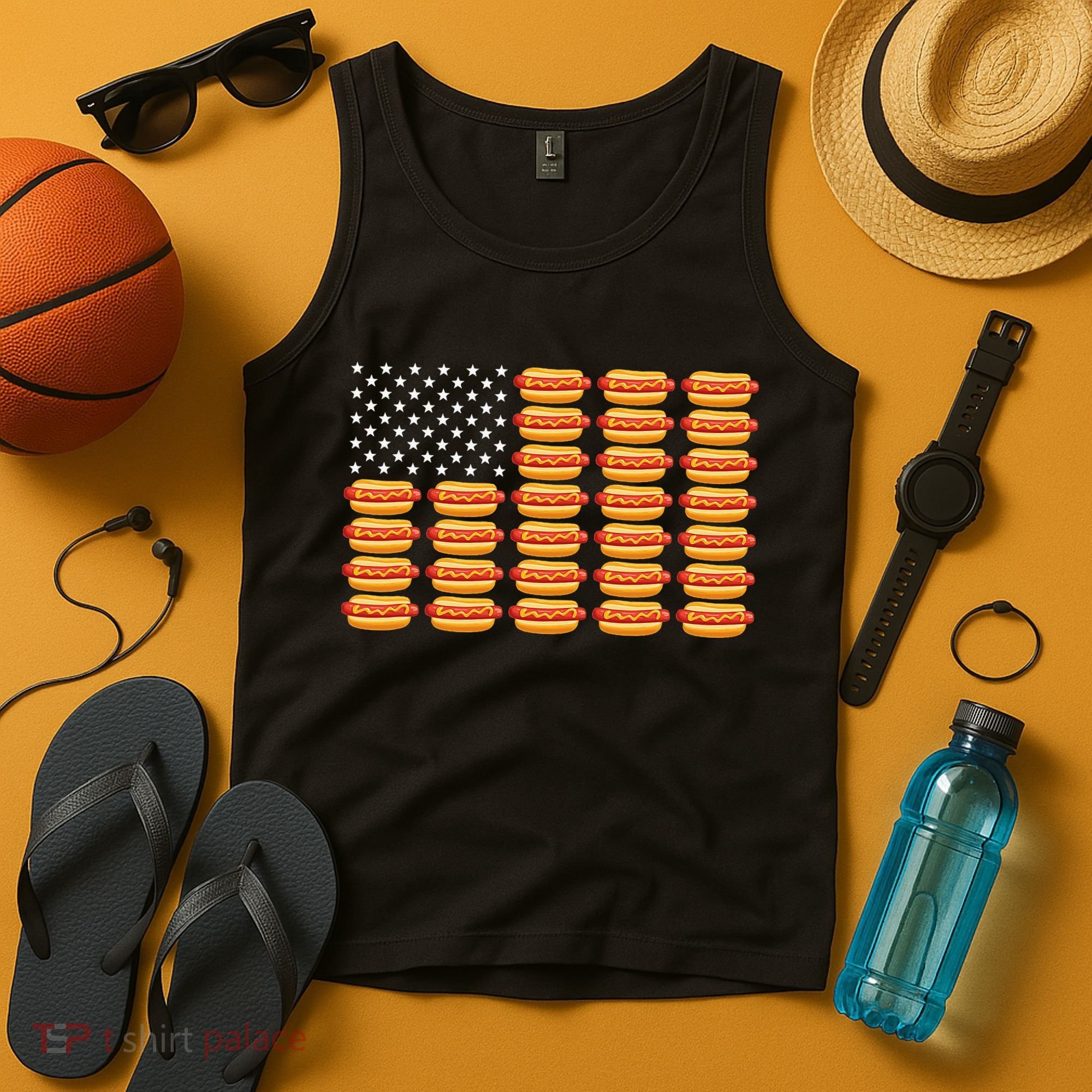 Hot Dog American Flag July 4th Patriotic Summer Bbq Funny Tank Top