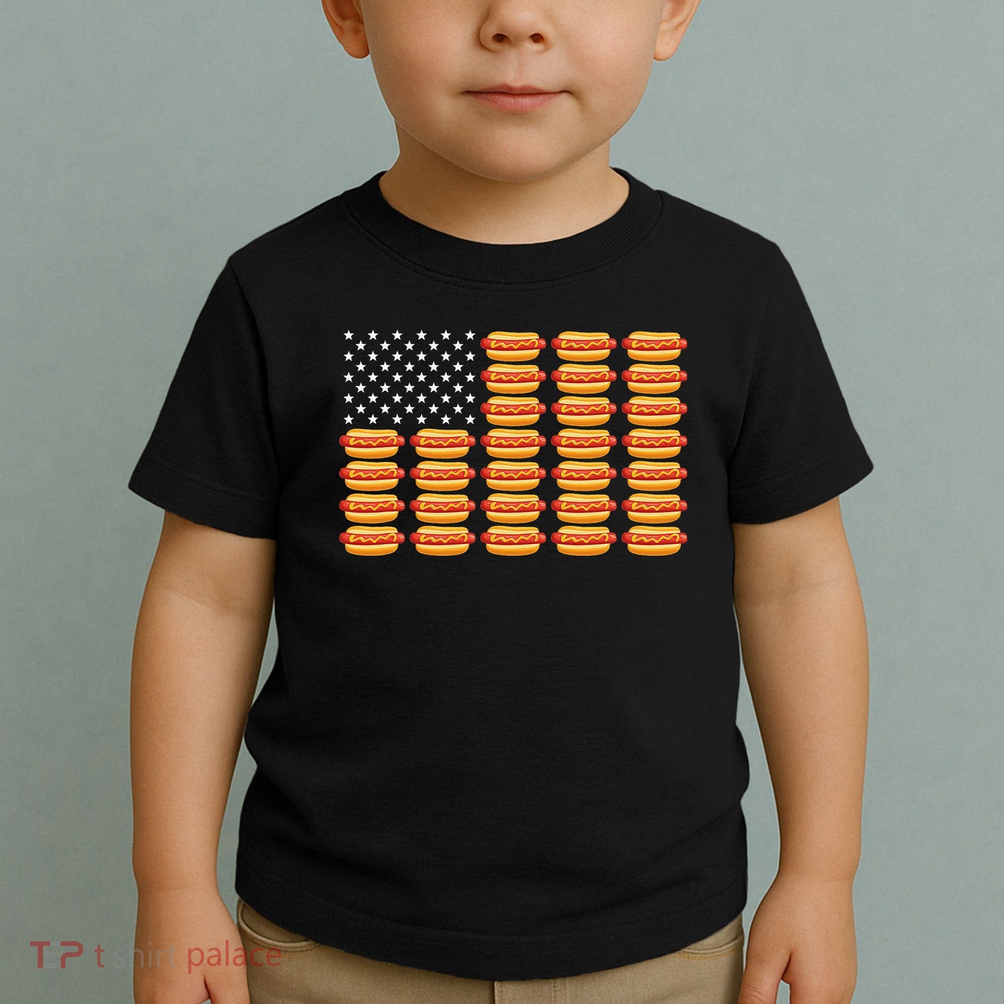 Hot Dog American Flag July 4th Patriotic Summer Bbq Funny Toddler T-Shirt