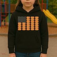 Hot Dog American Flag July 4th Patriotic Summer Bbq Funny Kids Hoodie thumb 3