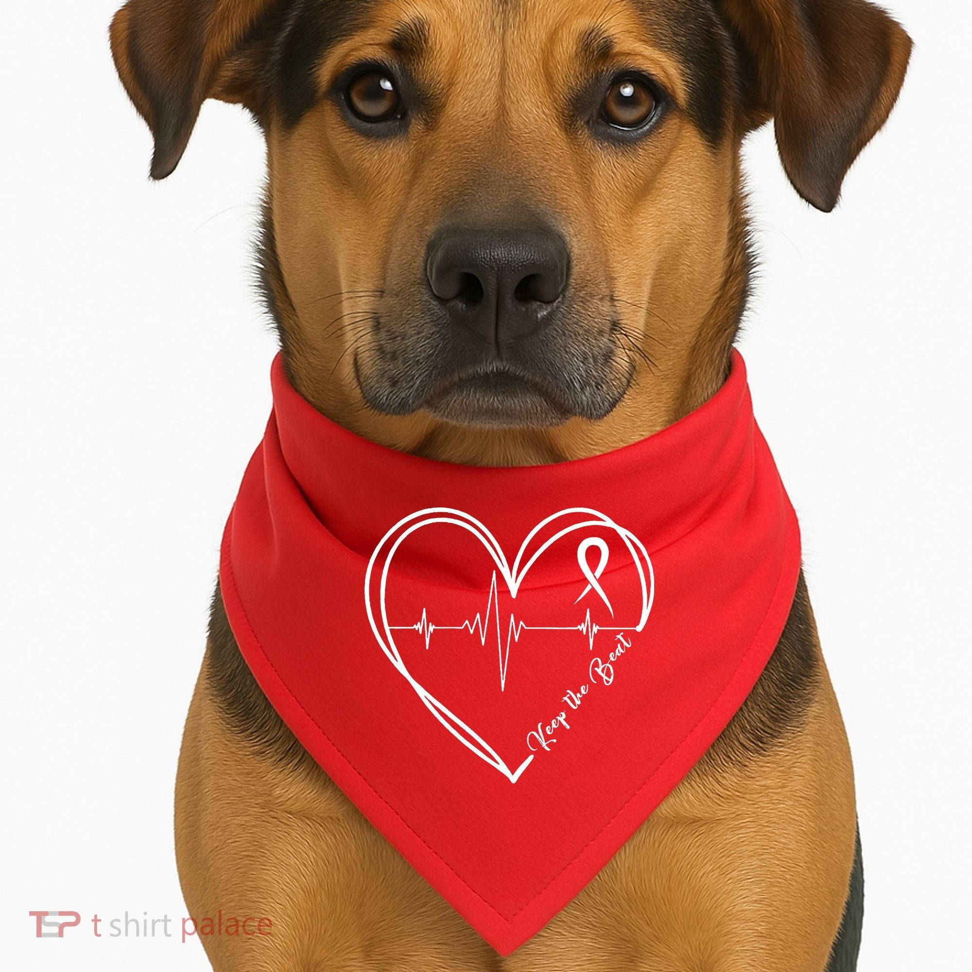 Heart Disease Awareness Heartbeat Chd USA-Made Doggie Bandana