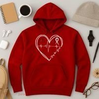 Heart Disease Awareness Heartbeat Chd Hoodie thumb 3