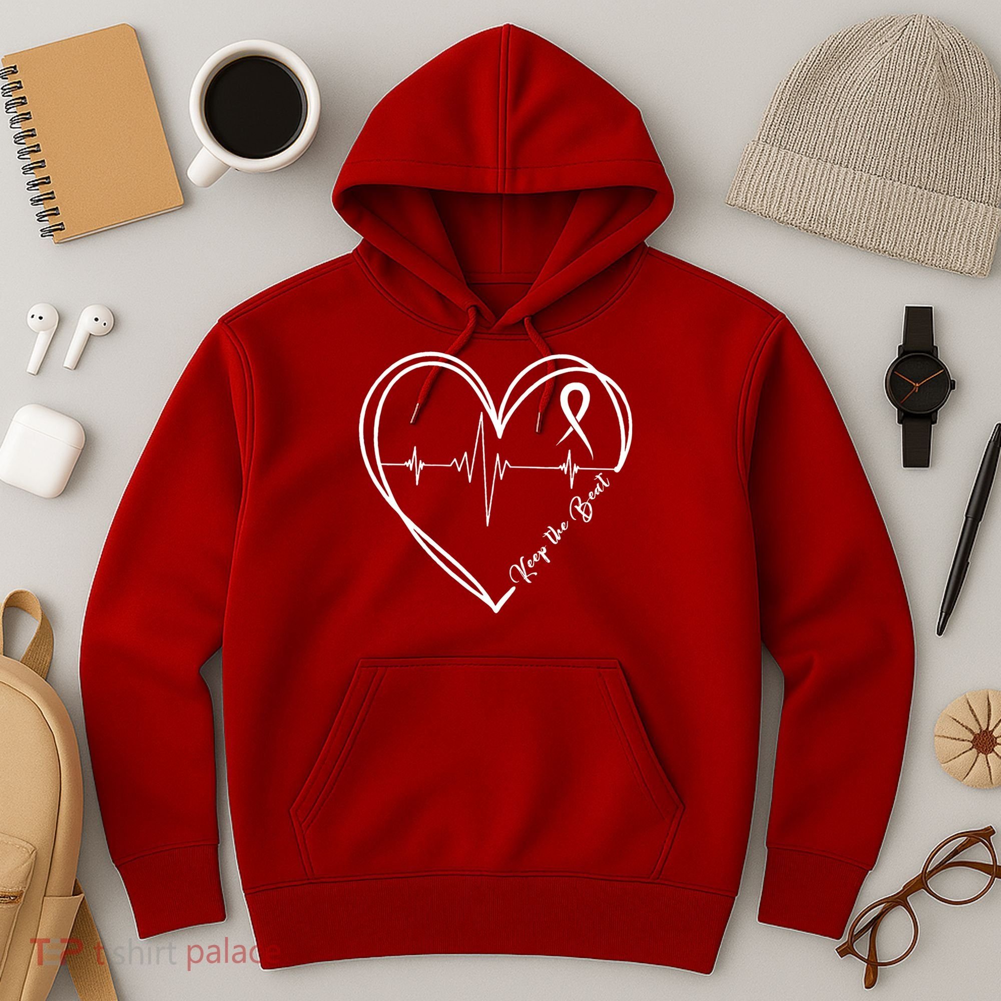 Heart Disease Awareness Heartbeat Chd Hoodie