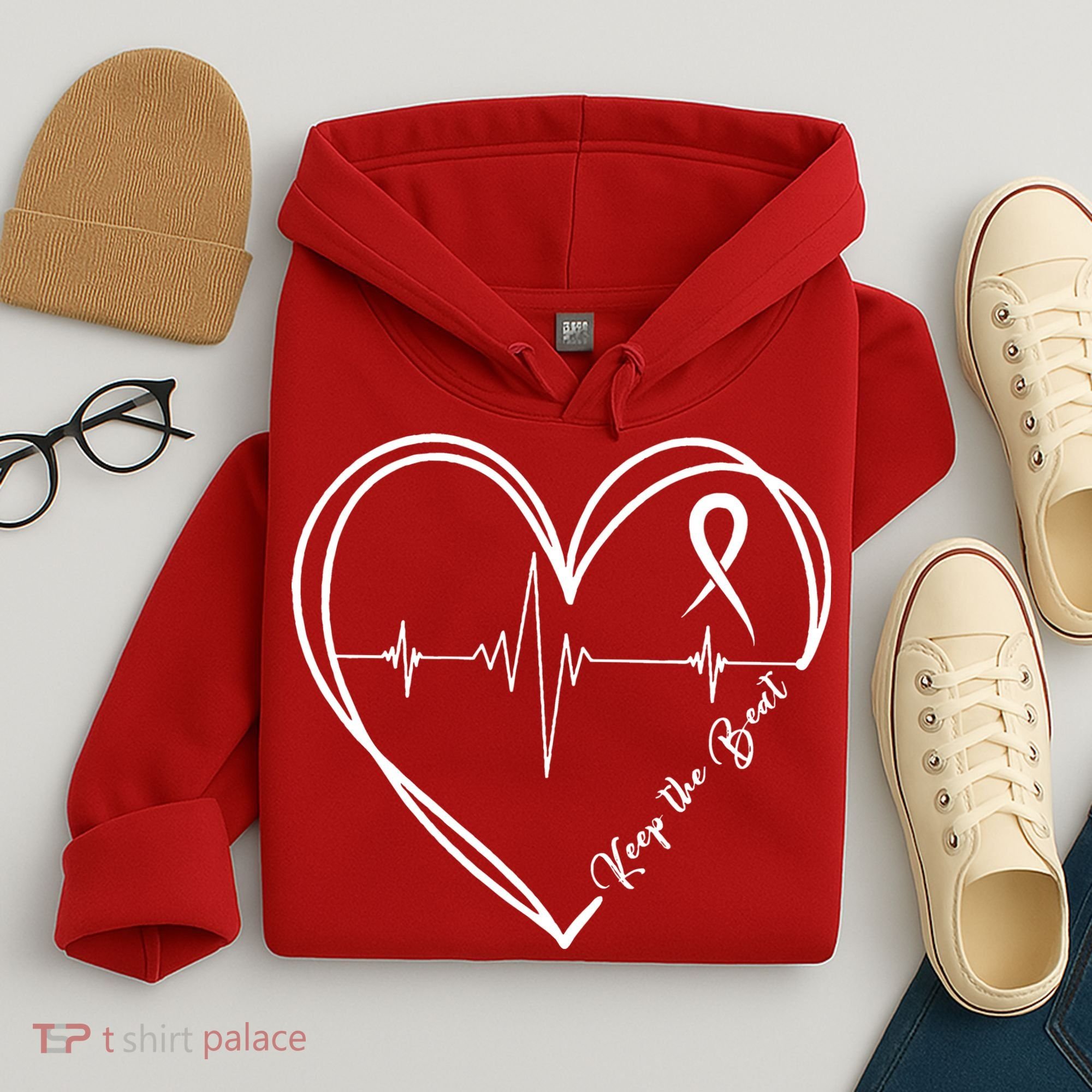 Heart Disease Awareness Heartbeat Chd Hoodie