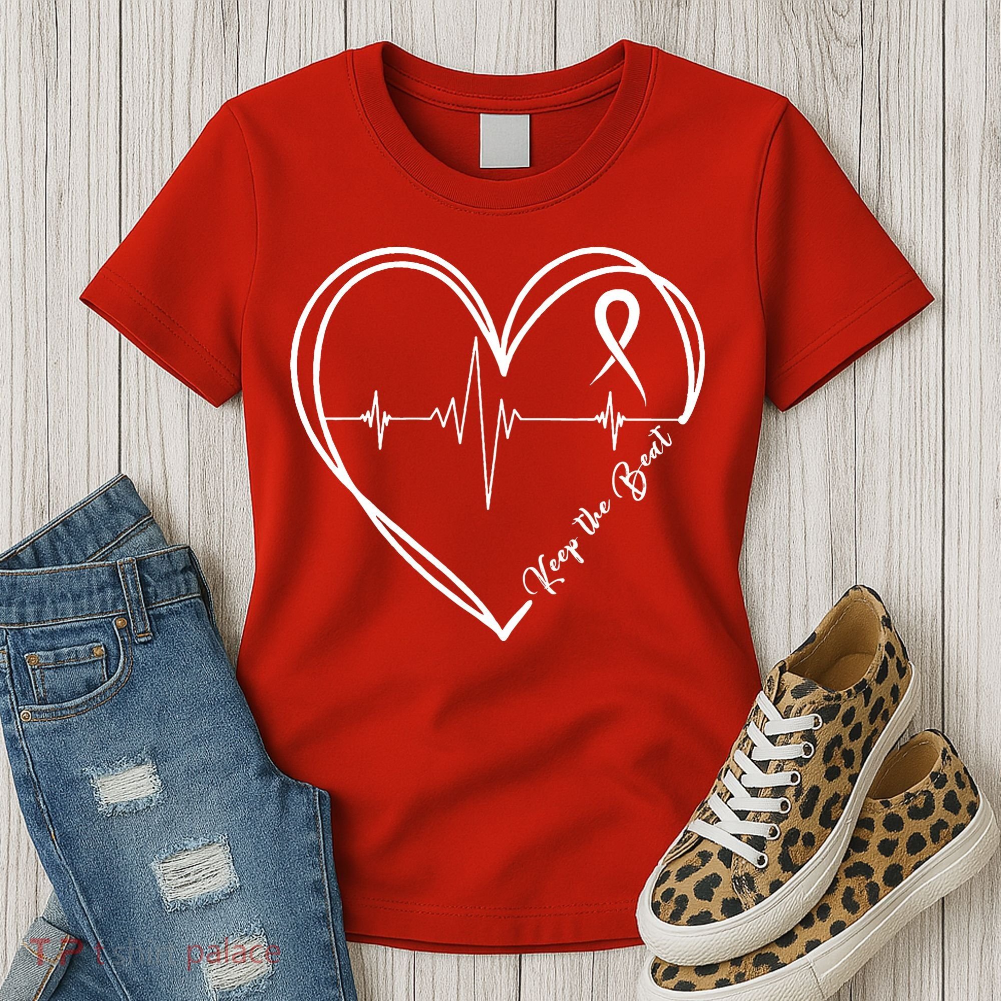 Heart Disease Awareness Heartbeat Chd Women's T-Shirt