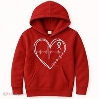 Heart Disease Awareness Heartbeat Chd Kids Hoodie thumb 0