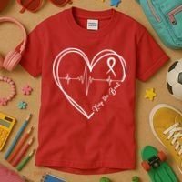 Heart Disease Awareness Heartbeat Chd Kids T-Shirt thumb 3