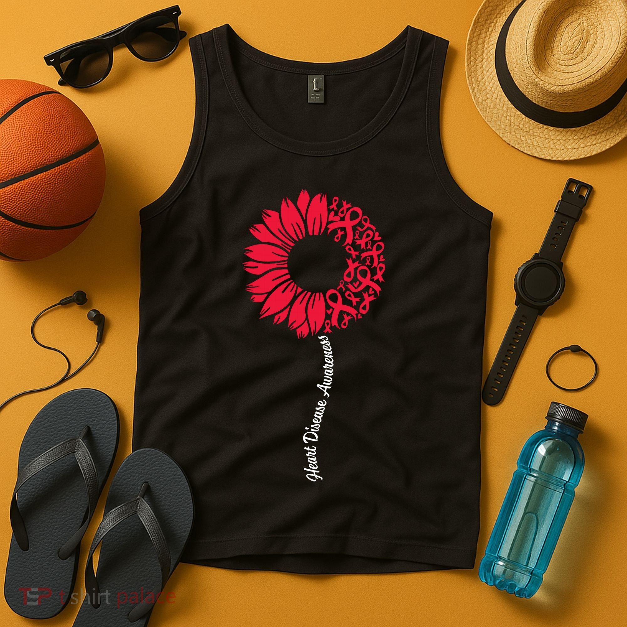 Heart Disease Awareness Month Sunflower Tank Top