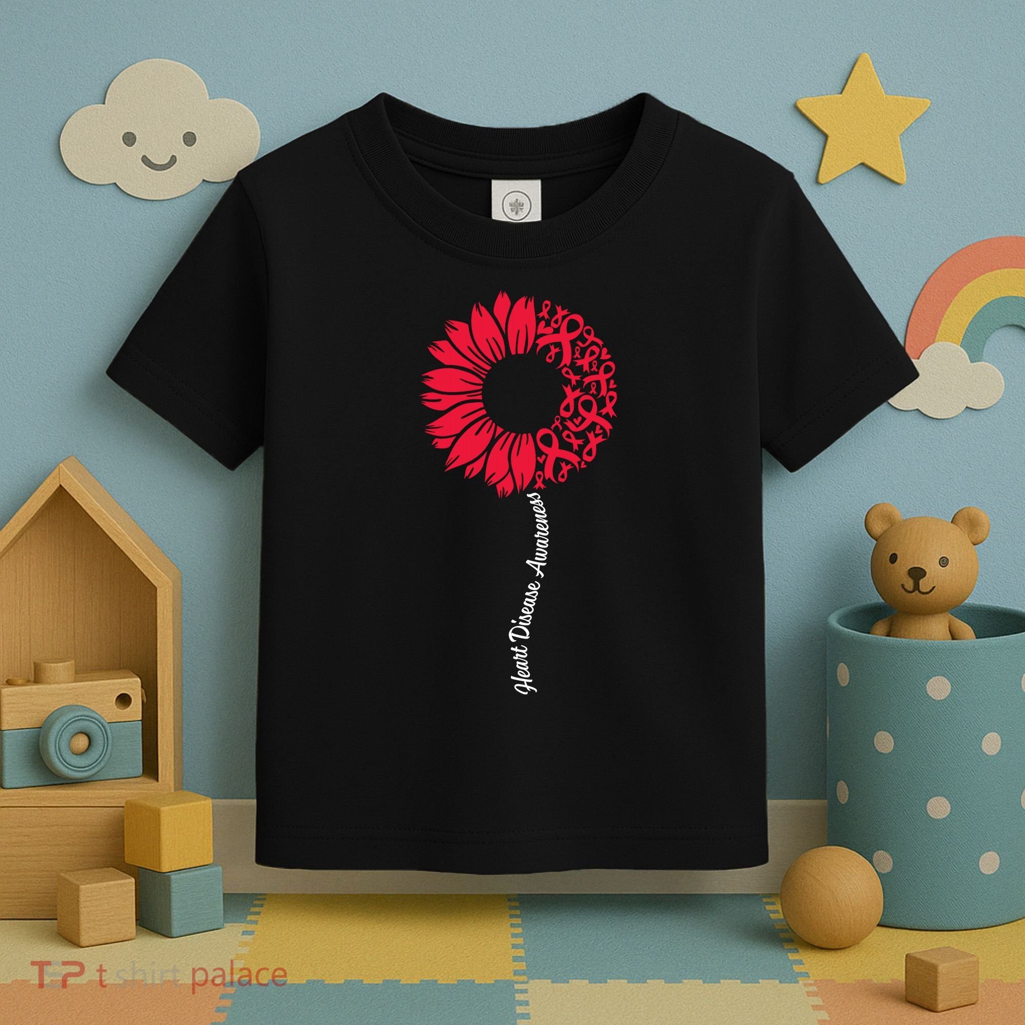Heart Disease Awareness Month Sunflower Toddler T-Shirt