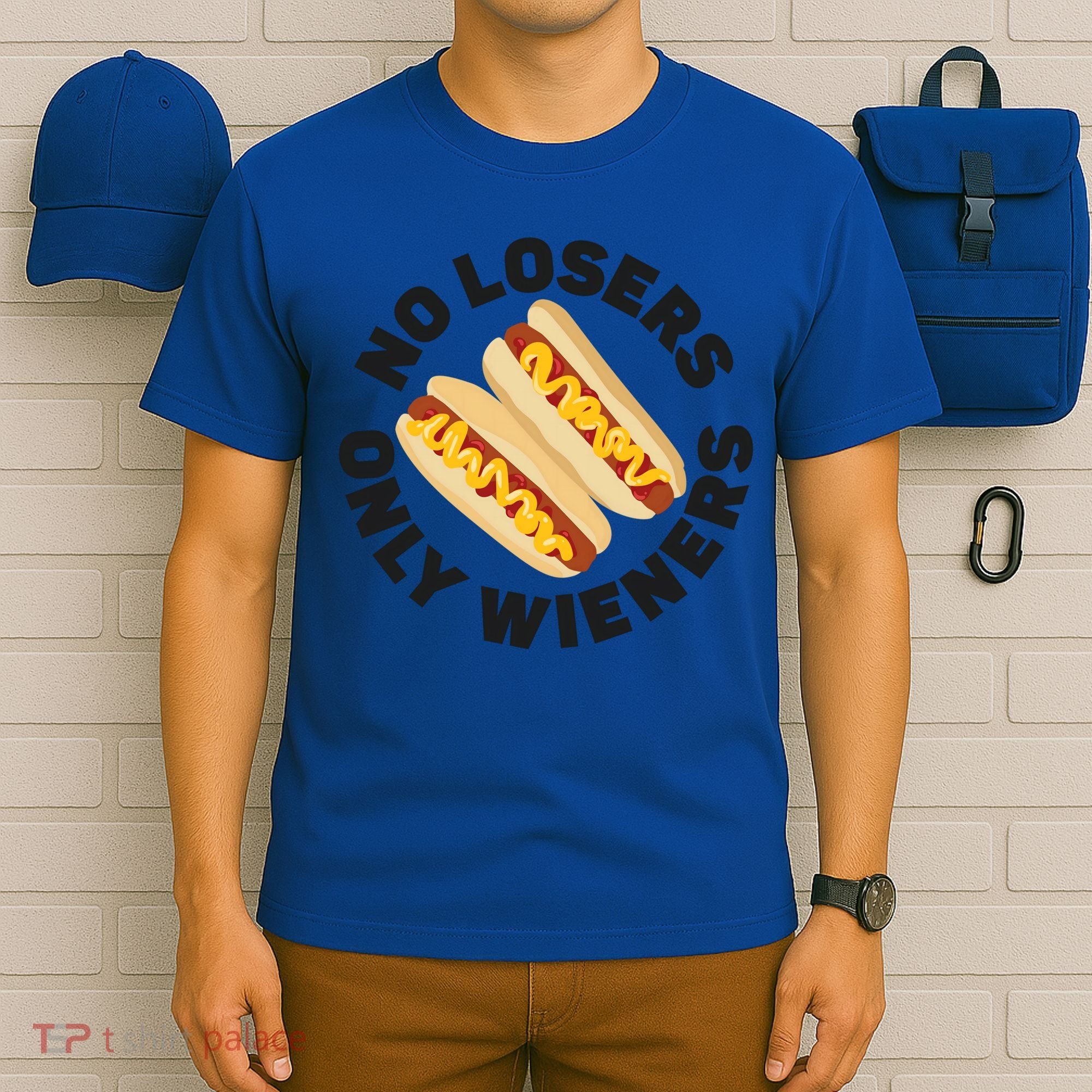 Hot Dog Adult Pun No Losers Only Wieners Funny Gift T-Shirt