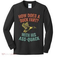 How Does A Duck Fart Funny Duck For Hunters Kids Long Sleeve Shirt thumb 0