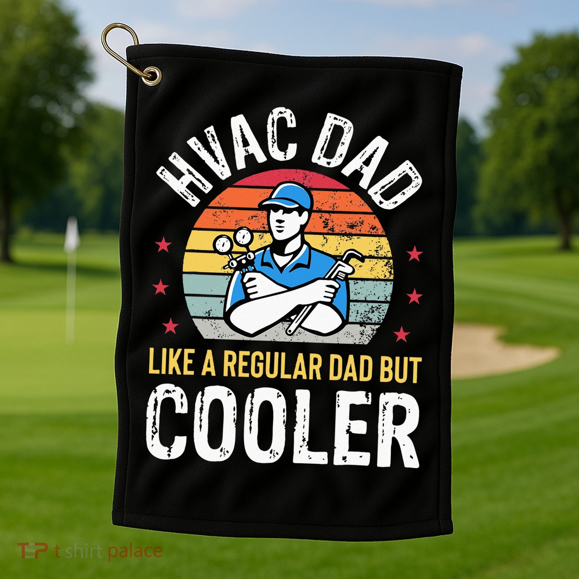 HVAC Dad But Cooler Funny HVAC Technician Father Golf Towel