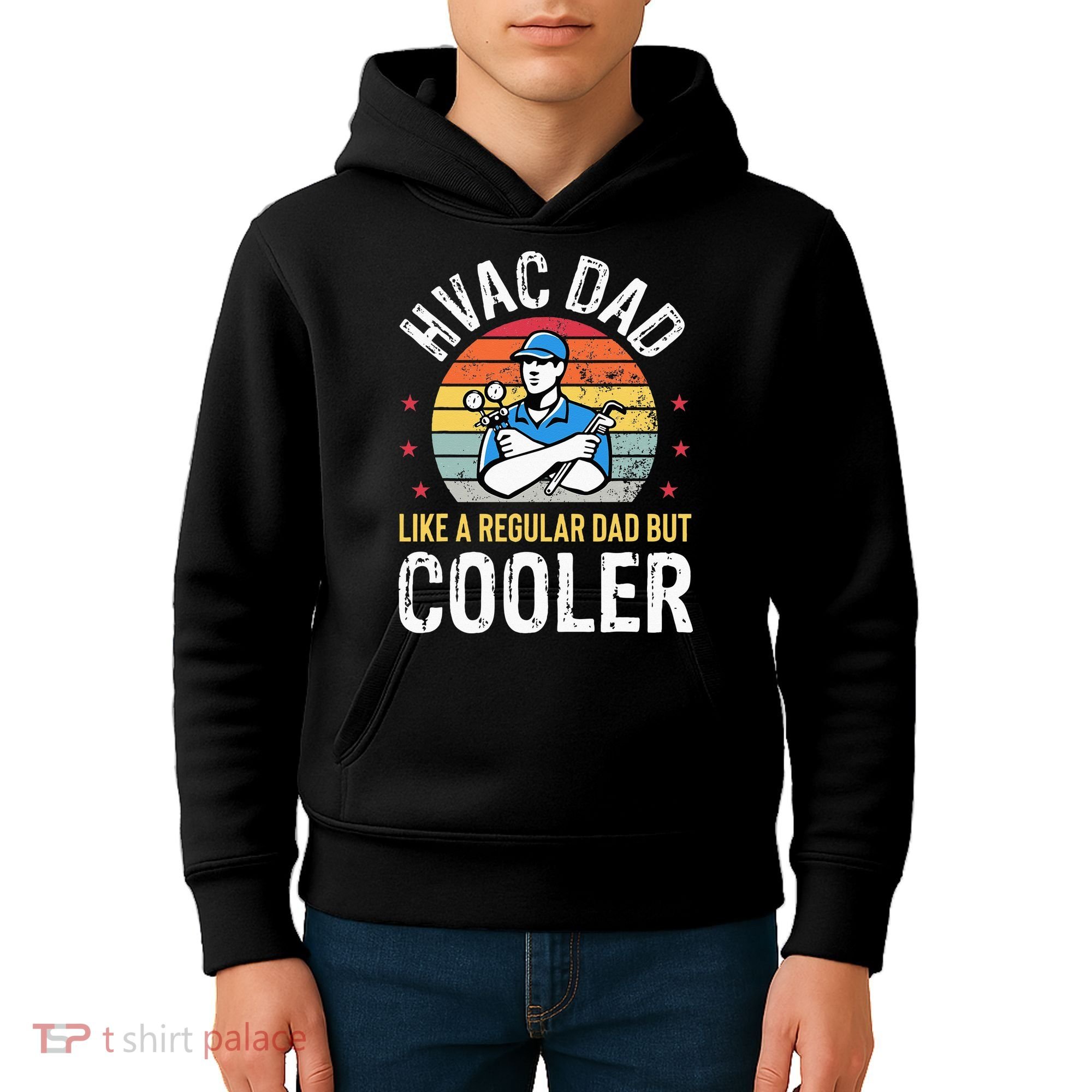 HVAC Dad But Cooler Funny HVAC Technician Father Kids Hoodie