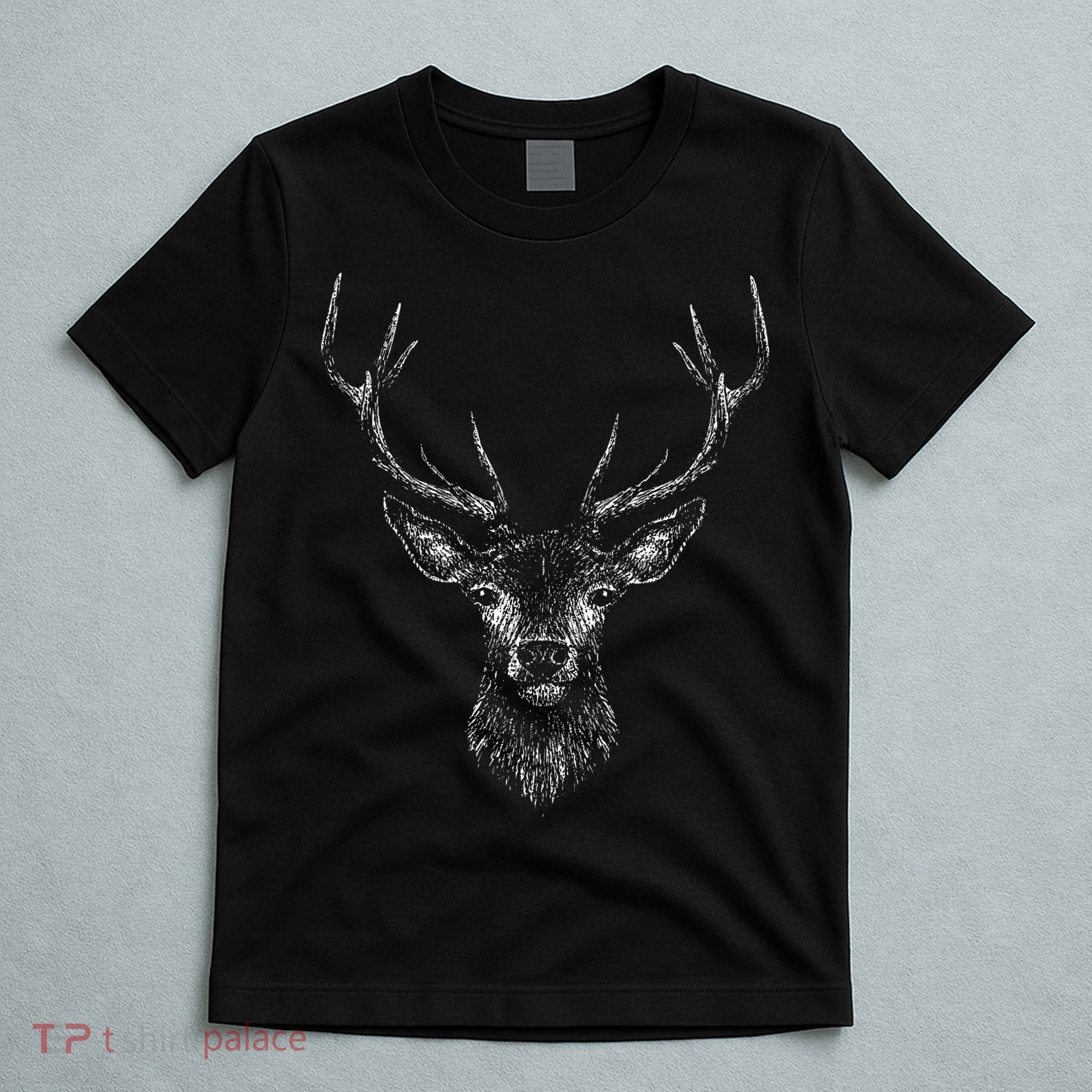 Hand Drawn Buck Deer Style Antlers T-Shirt