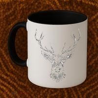 Hand Drawn Buck Deer Style Antlers Coffee Mug thumb 2
