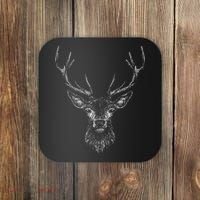 Hand Drawn Buck Deer Style Antlers Coaster thumb 0