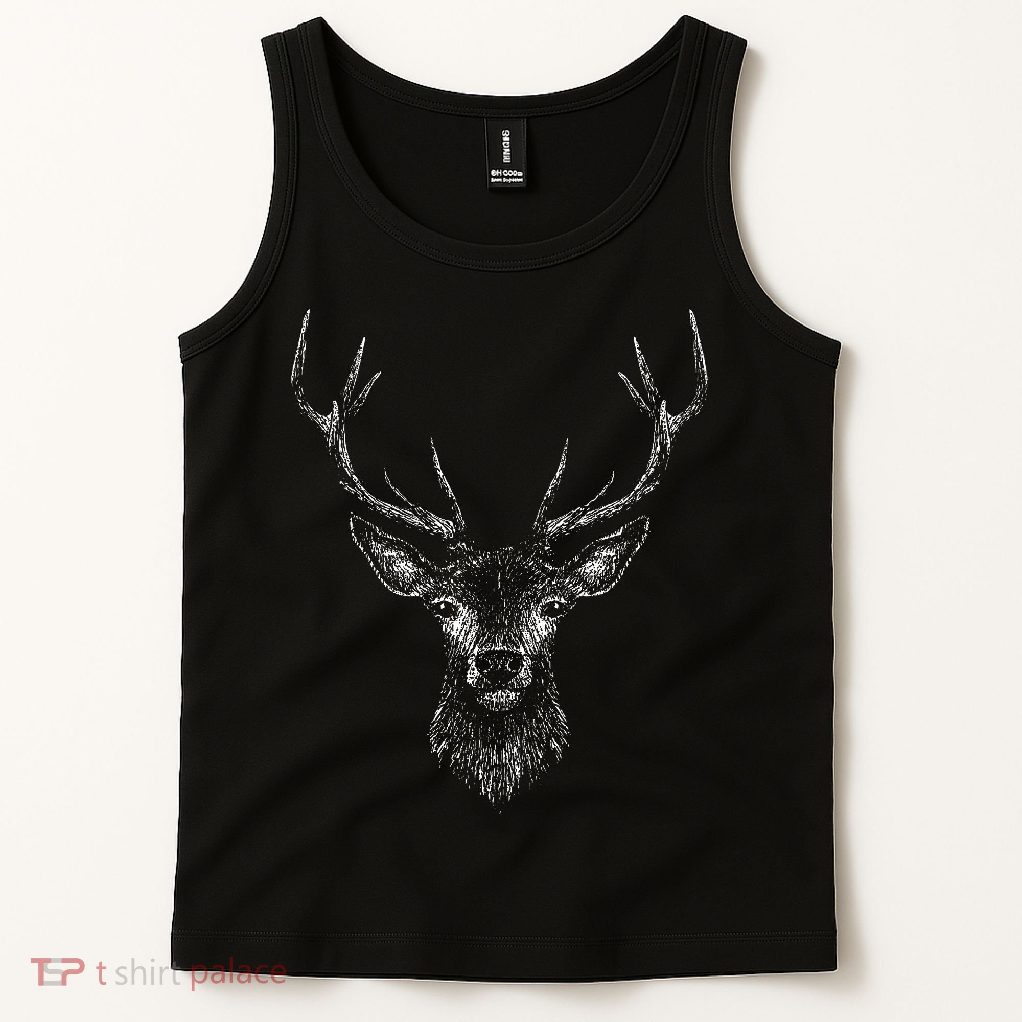 Hand Drawn Buck Deer Style Antlers Tank Top
