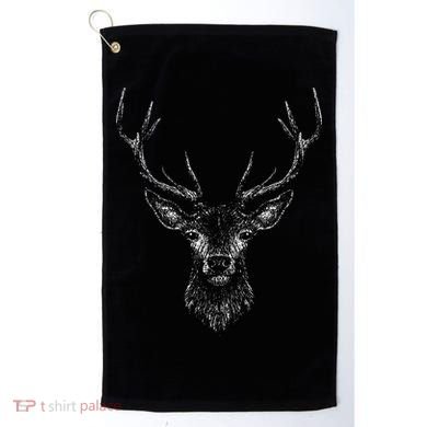 Hand Drawn Buck Deer Style Antlers Golf Towel