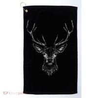 Hand Drawn Buck Deer Style Antlers Golf Towel thumb 0