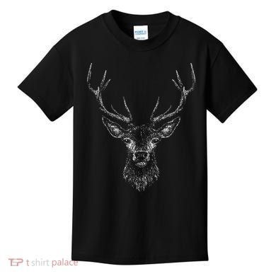Hand Drawn Buck Deer Style Antlers Kids T-Shirt