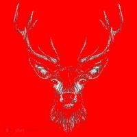 Hand Drawn Buck Deer Style Antlers Santa Hat thumb 1