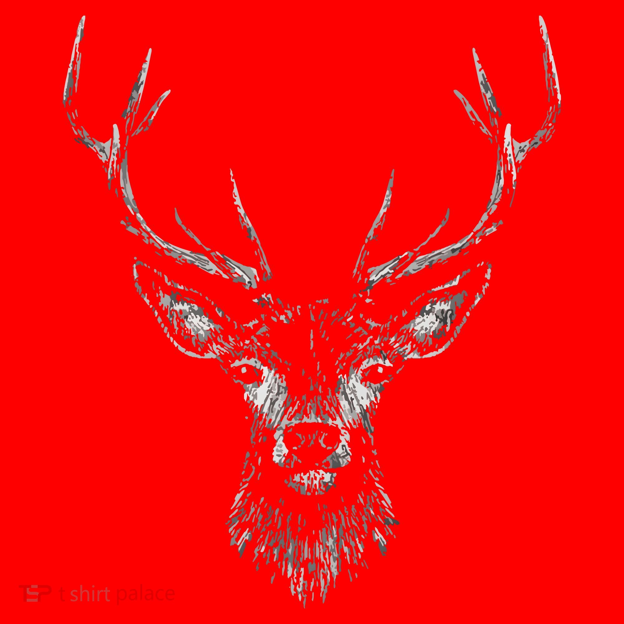 Hand Drawn Buck Deer Style Antlers Santa Hat