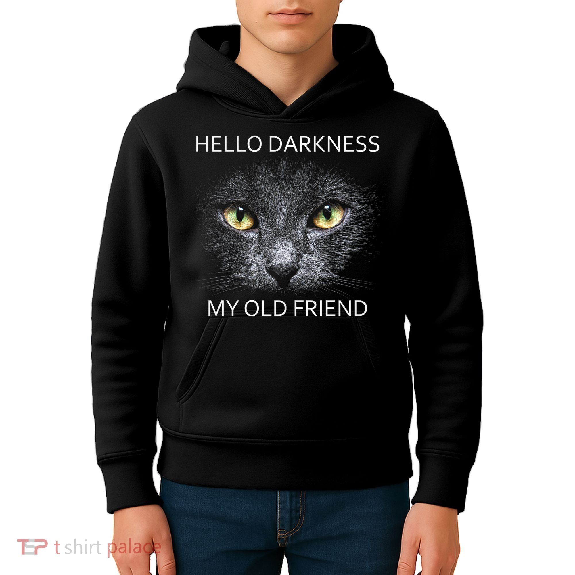 Hello Darkness Black Cat My Old Friend Kids Hoodie