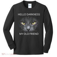 Hello Darkness Black Cat My Old Friend Kids Long Sleeve Shirt thumb 0