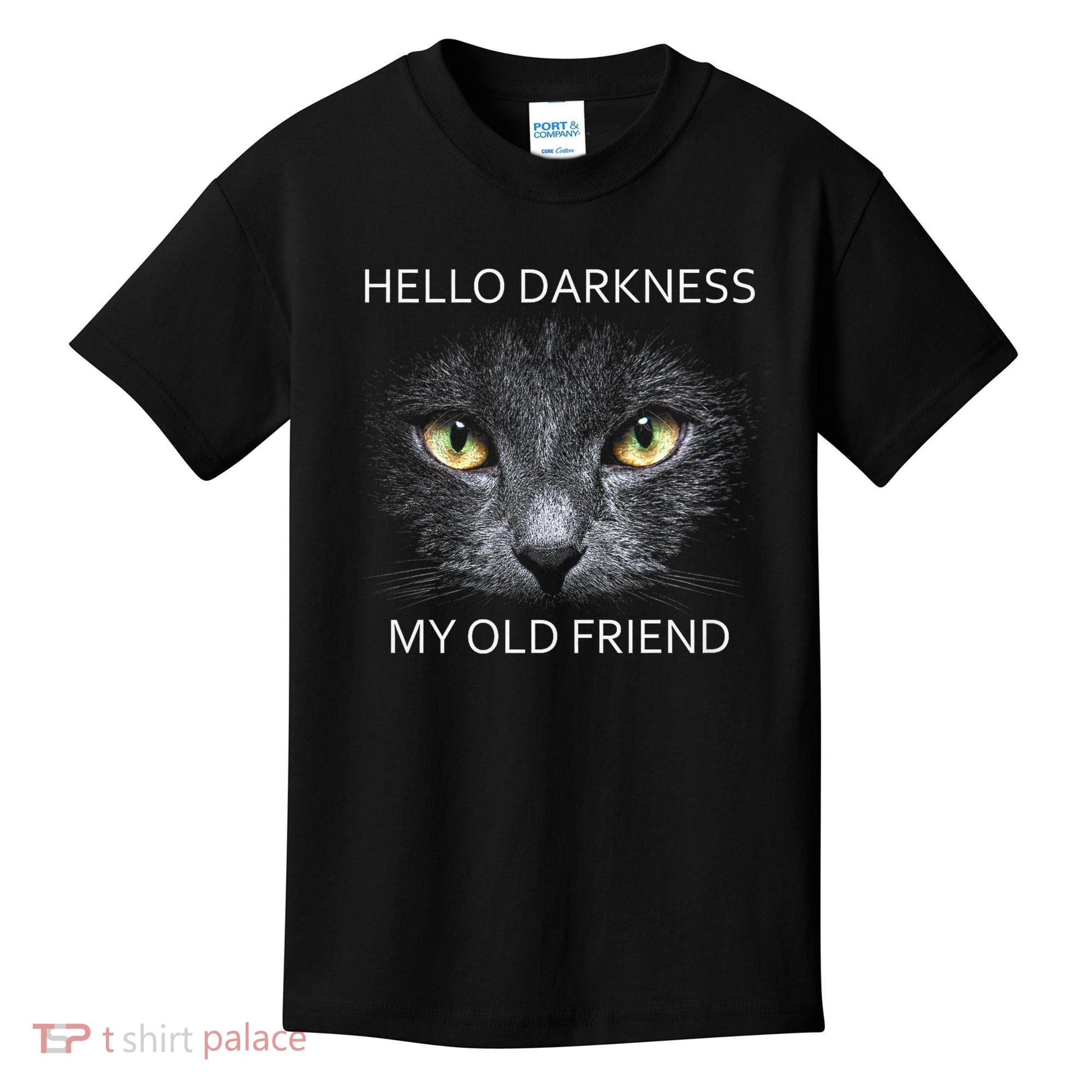 Hello Darkness Black Cat My Old Friend Kids T-Shirt