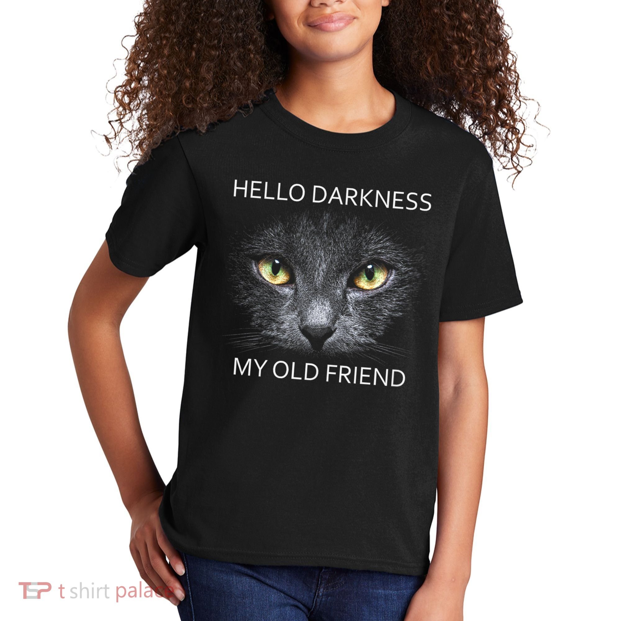 Hello Darkness Black Cat My Old Friend Kids T-Shirt