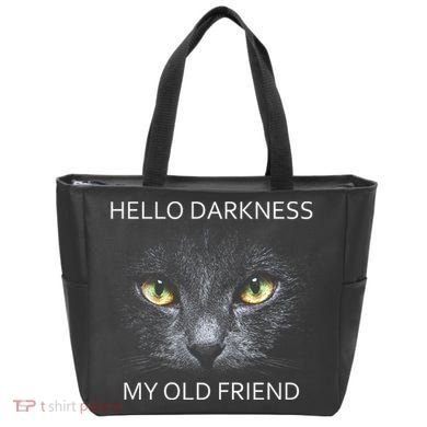 Hello Darkness Black Cat My Old Friend Tote Bag