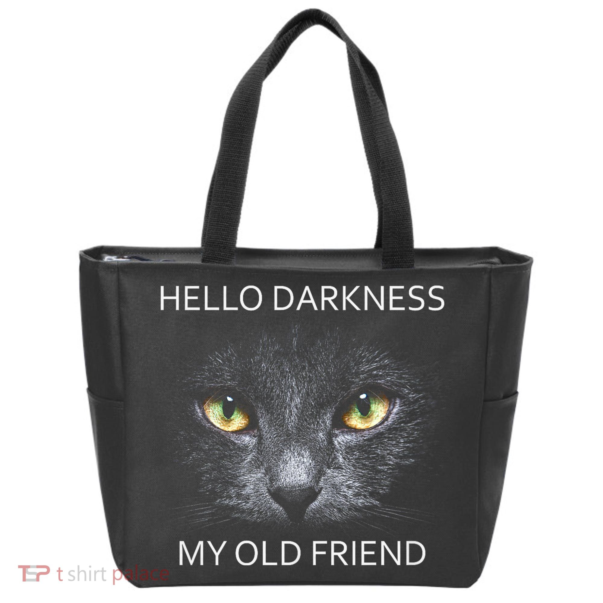 Hello Darkness Black Cat My Old Friend Tote Bag