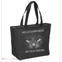 Hello Darkness Black Cat My Old Friend Tote Bag thumb 2