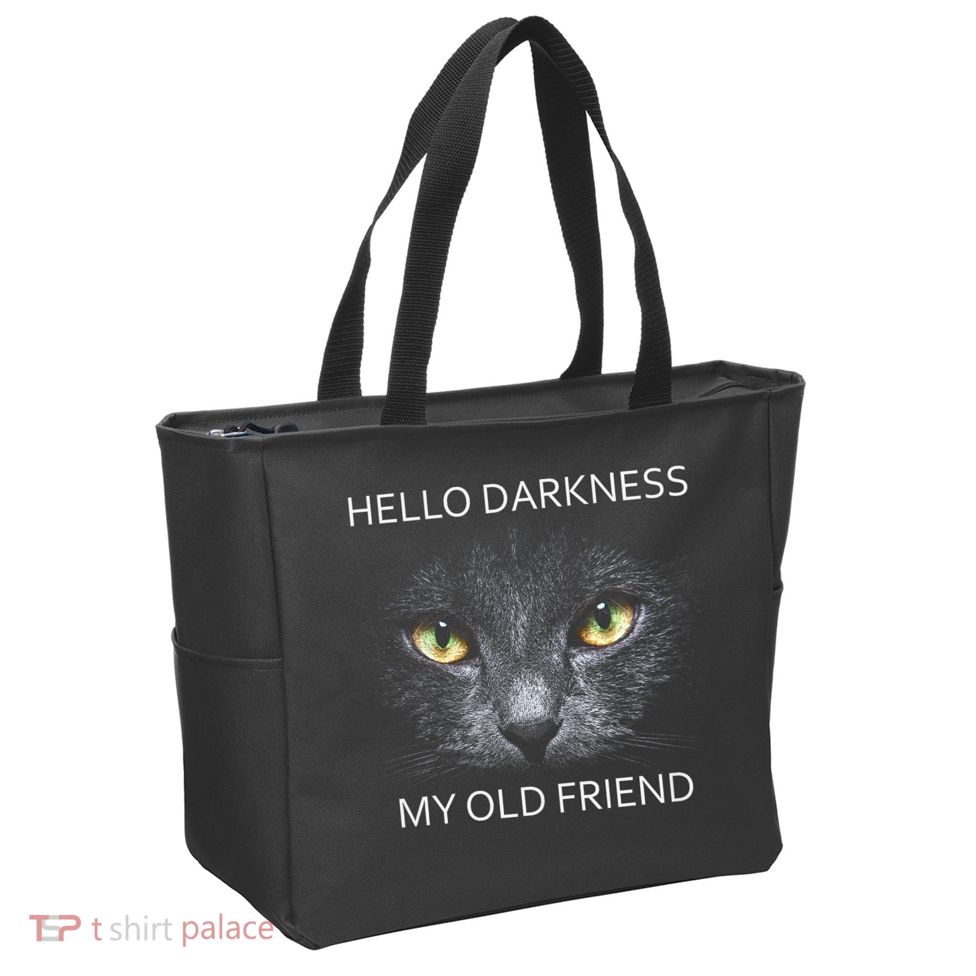 Hello Darkness Black Cat My Old Friend Tote Bag