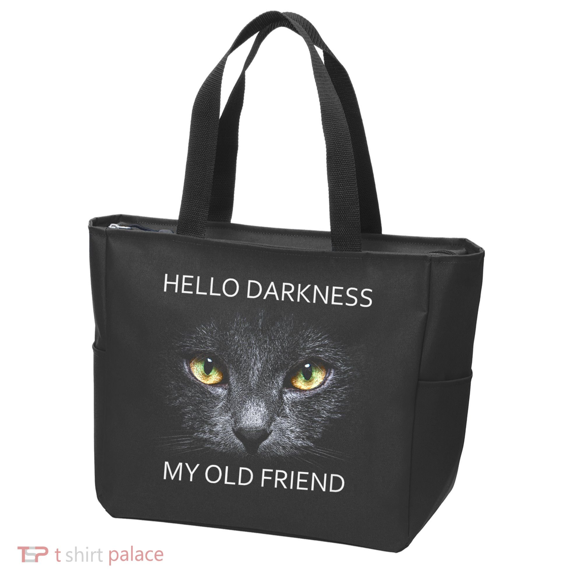 Hello Darkness Black Cat My Old Friend Tote Bag
