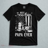hug day Best Trucking Papa Ever Truck Driver American Flag T-Shirt thumb 5