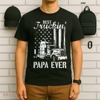 hug day Best Trucking Papa Ever Truck Driver American Flag T-Shirt thumb 6