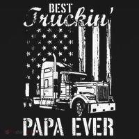 hug day Best Trucking Papa Ever Truck Driver American Flag Polo thumb 3