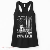 hug day Best Trucking Papa Ever Truck Driver American Flag Women's Tank Top thumb 0