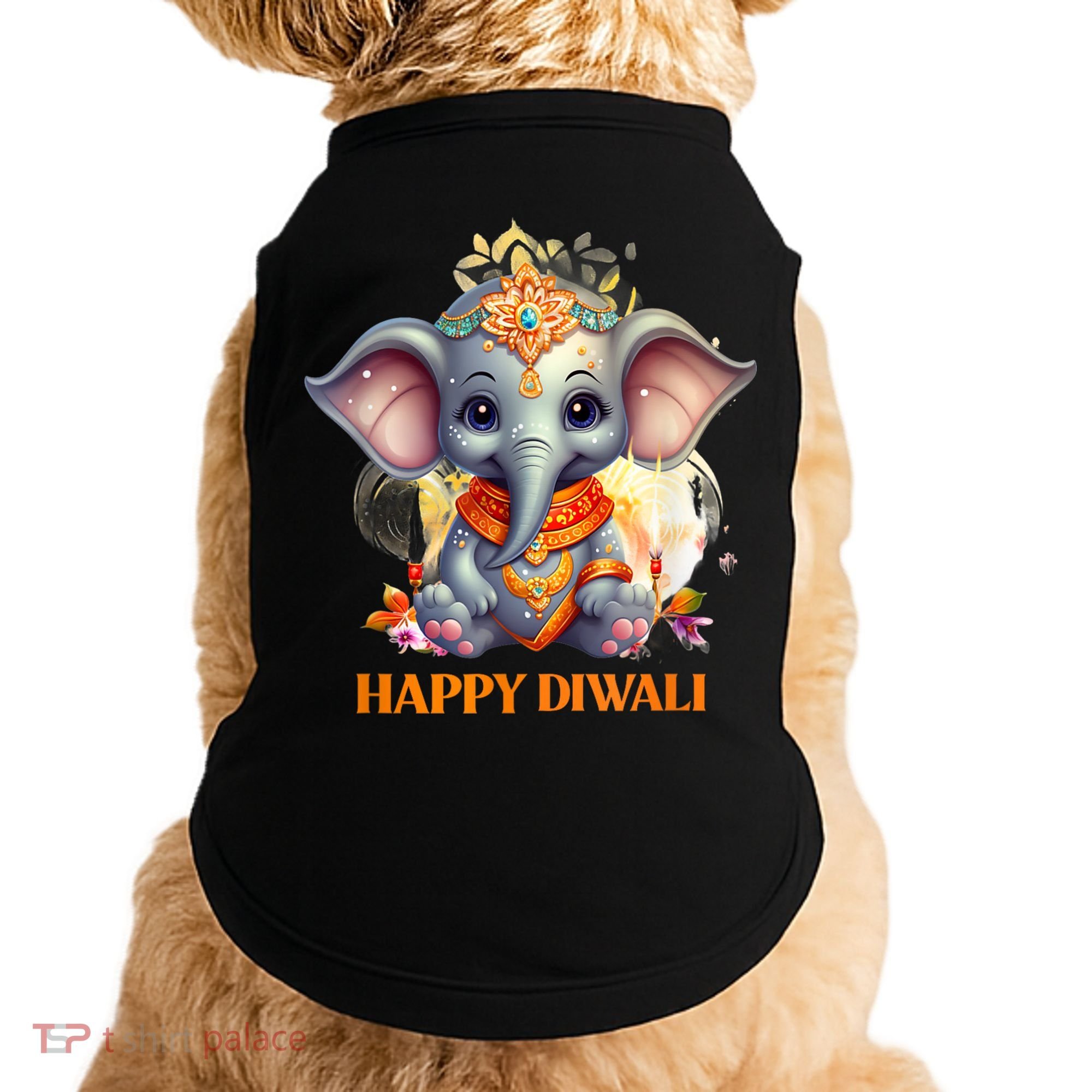 Happy Diwali Cute Elephant Doggie Tank