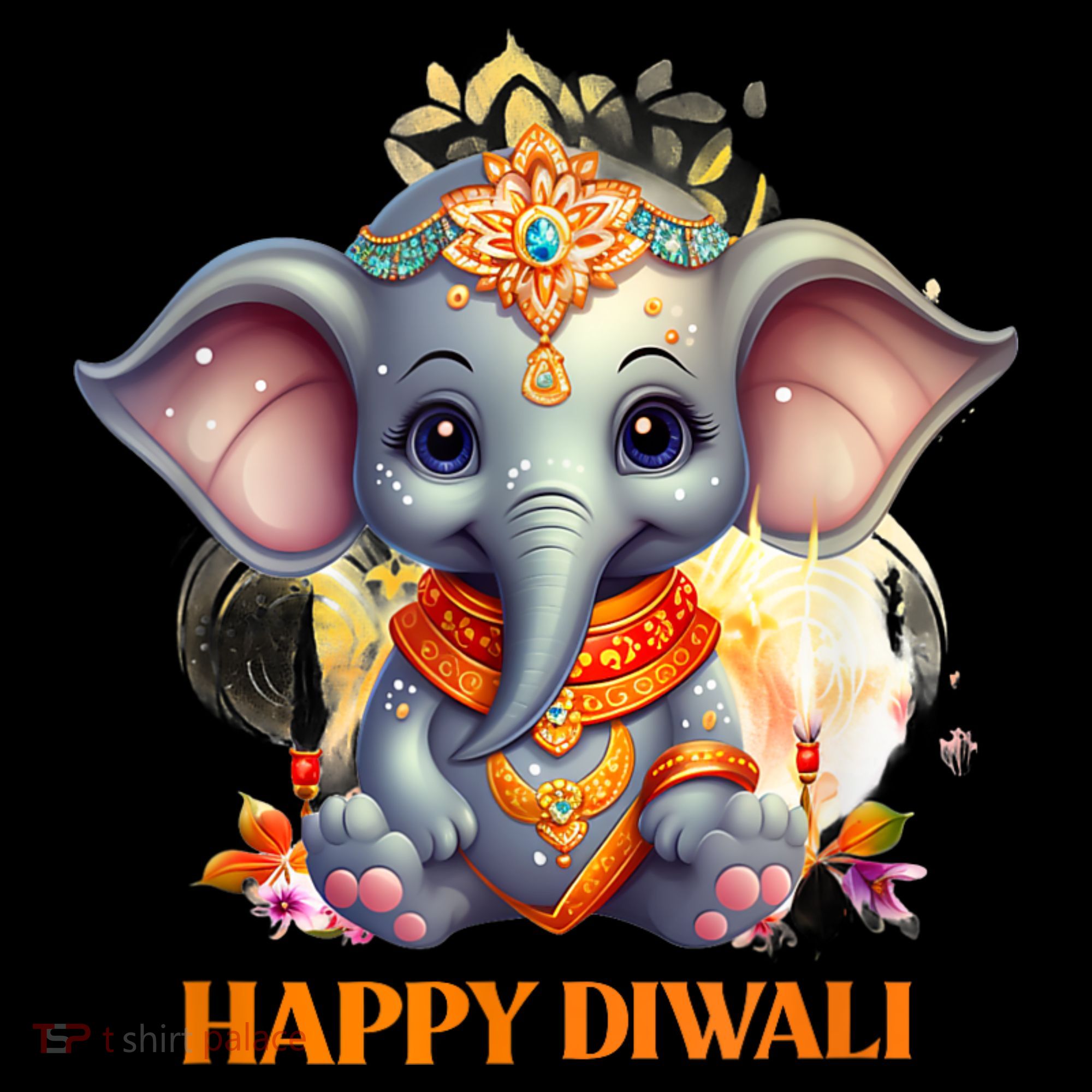 Happy Diwali Cute Elephant Doggie Tank
