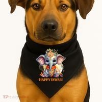 Happy Diwali Cute Elephant USA-Made Doggie Bandana thumb 1