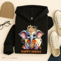 Happy Diwali Cute Elephant Hoodie thumb 4
