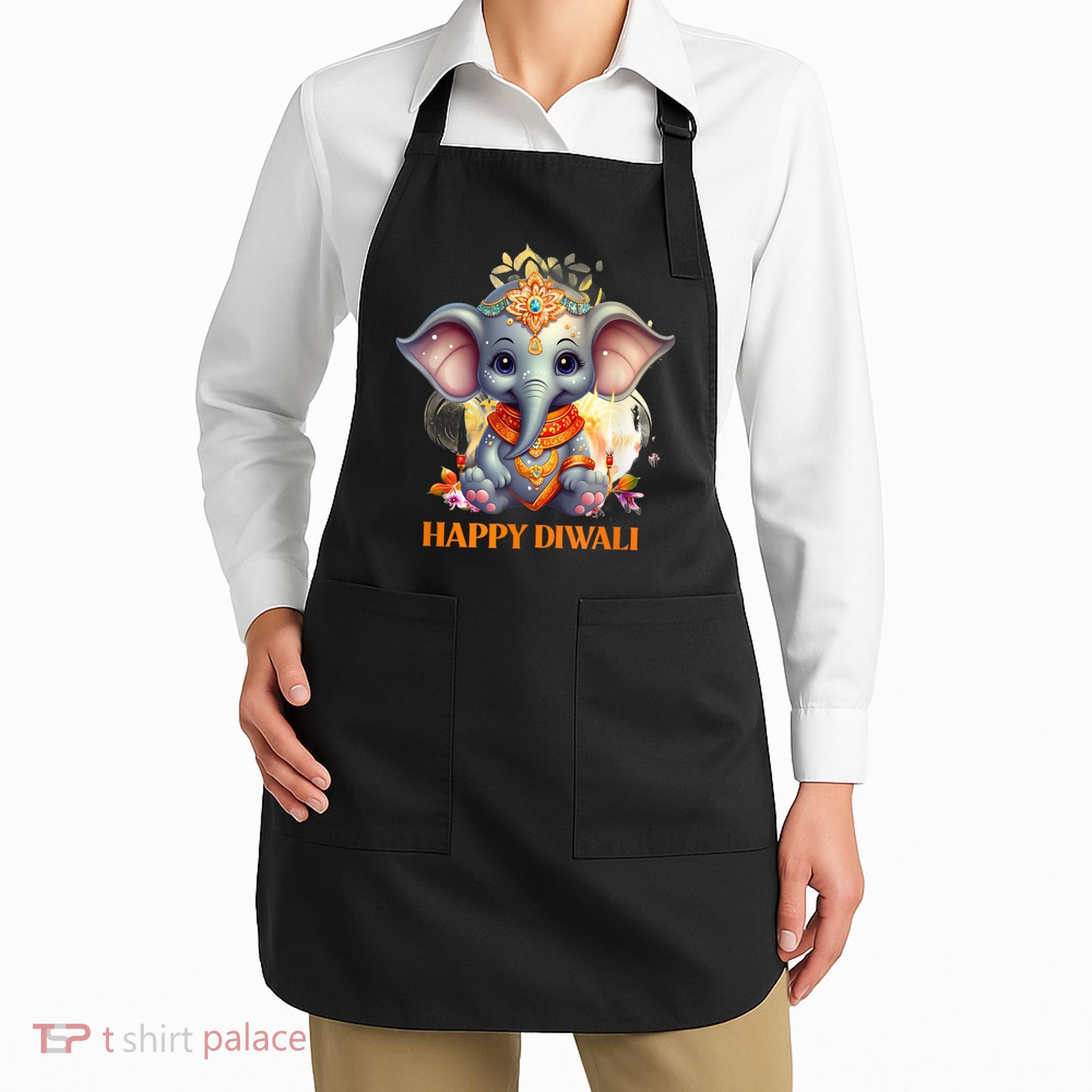 Happy Diwali Cute Elephant Apron
