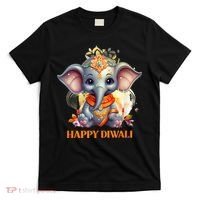 Happy Diwali Cute Elephant T-Shirt thumb 0